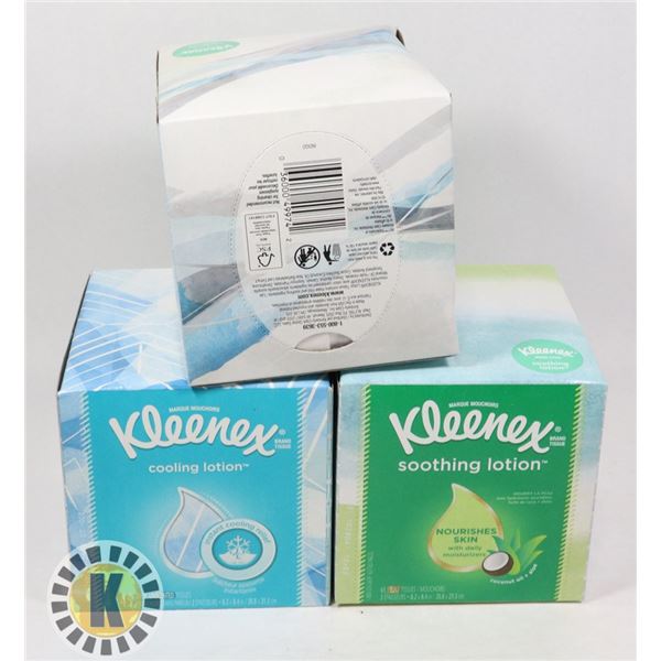 3 BOXES OF KLEENEX