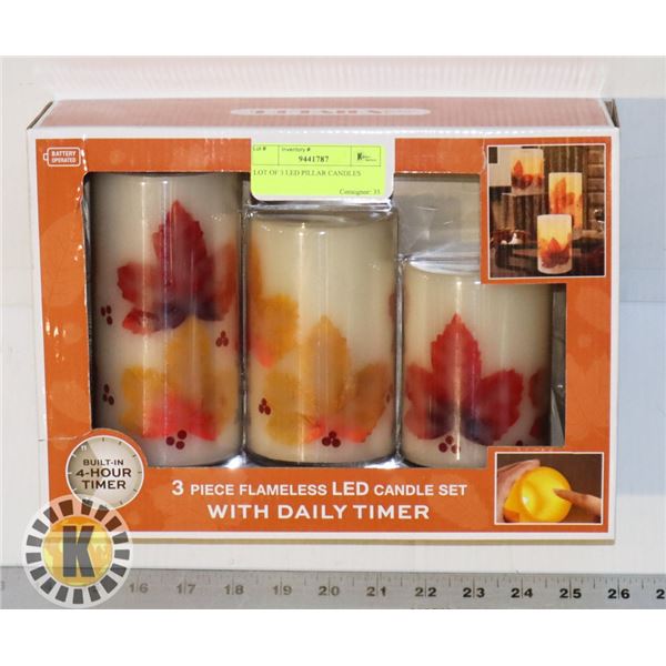 LOT OF 3 LED PILLAR CANDLES
