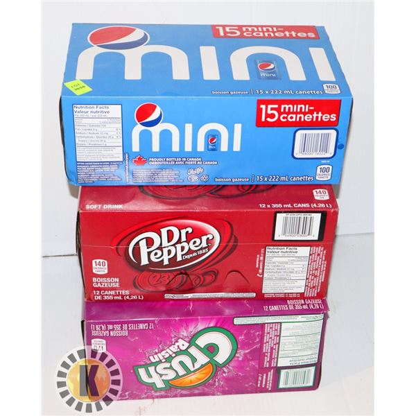 THREE ASSORTED CASES OF POP