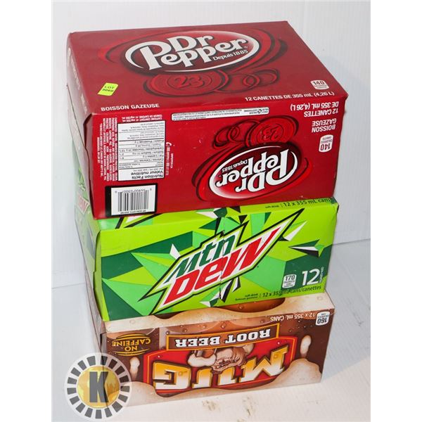 THREE ASSORTED CASES OF POP