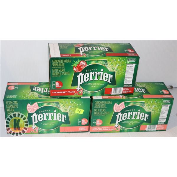 THREE ASSORTED CASES OF PERRIER