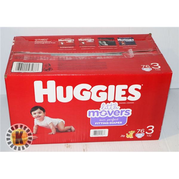 CASE OF 76 HUGGIES SIZE 3 DIAPERS