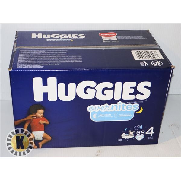 CASE OF 68 HUGGIES SIZE 4 DIAPERS