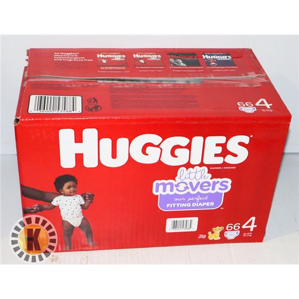 CASE OF 66 HUGGIES SIZE 4 DIAPERS