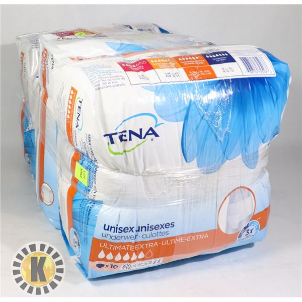 3 BAGS OF TENA UNISEX UNDERWEAR SIZE XXL
