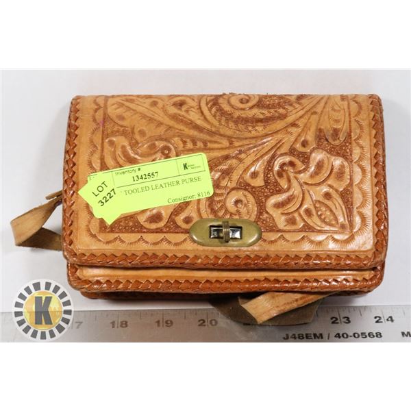 VINTAGE TOOLED LEATHER PURSE