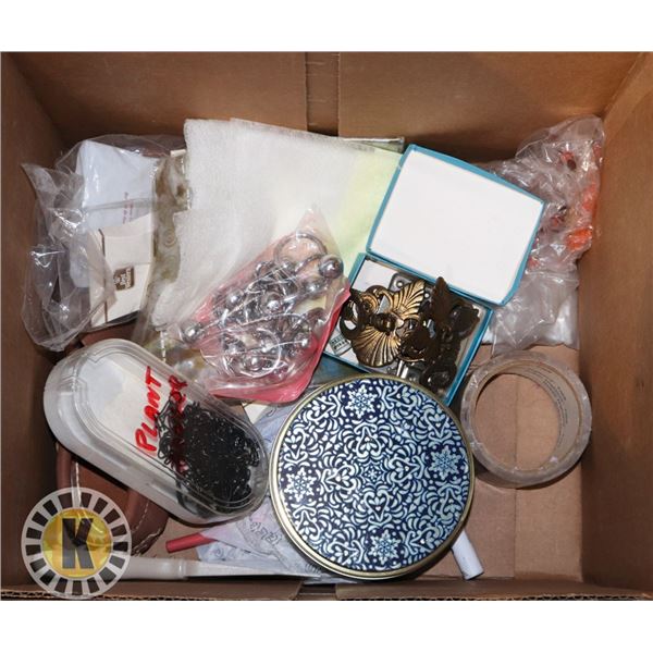 ASSORTED BOX  INCL BUCKLE, PLANT HANGER& MORE