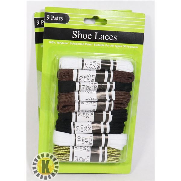 9 PAIRS OF NEW SHOE LACES