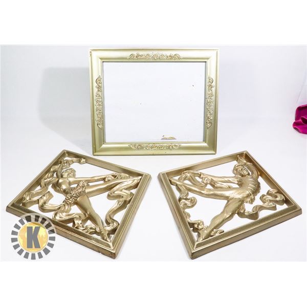 2 FRAMED  ART- DANCERS  AND 1PICTURE FRAME