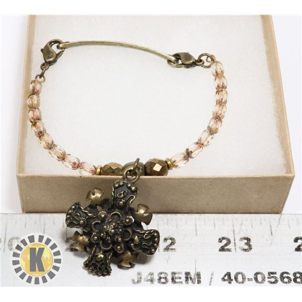 BRACELET "LENNY & EVA" UNIQUE BEADS WITH CROSS