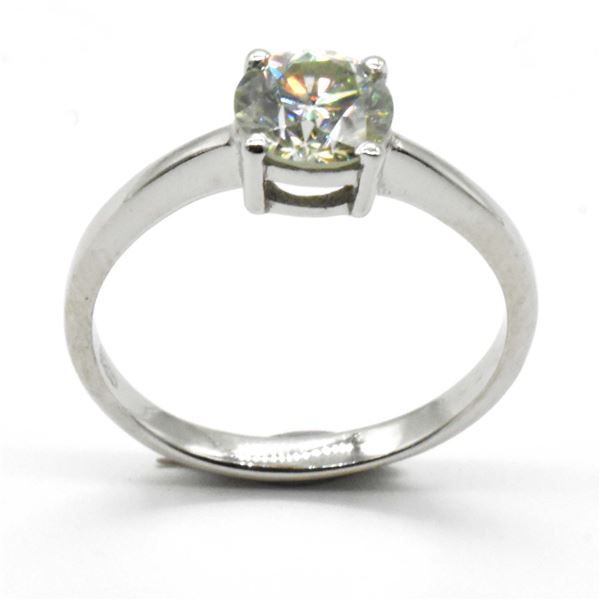 SILVER MOISSANITE (ROUND 6.5 MM)(1.08CT) RHODIUM