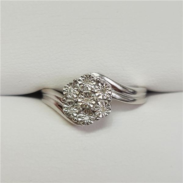 SILVER 7 DIAMONDS RING