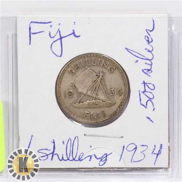 1 FIJI 1 SHILLING COIN .500 SILVER