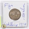 Image 1 : 1 FIJI 1 SHILLING COIN .500 SILVER