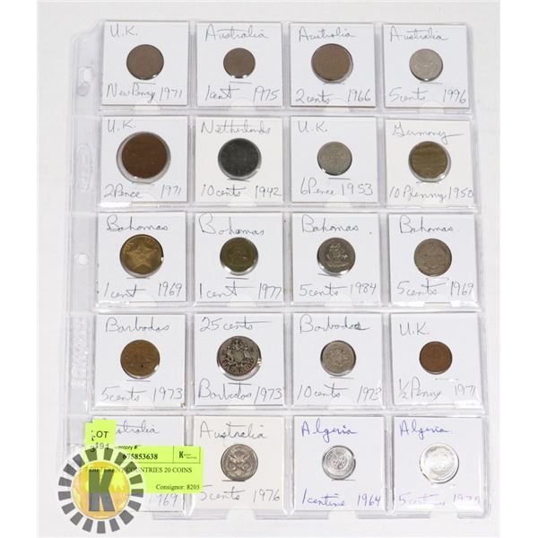 7 DIFFERENT COUNTRIES 20 COINS