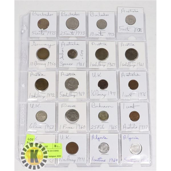 9 DIFFERENT COUNTRIES 20 COINS