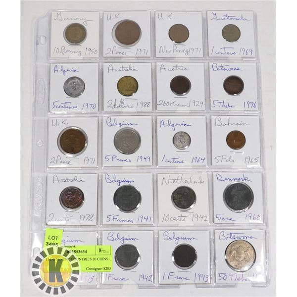 11 DIFFERENT COUNTRIES 20 COINS
