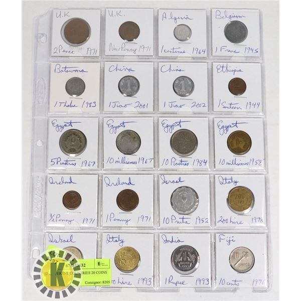 12 DIFFERENT COUNTRIES 20 COINS
