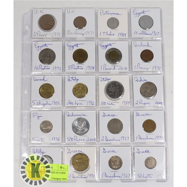 11 DIFFERENT COUNTRIES 20 COINS