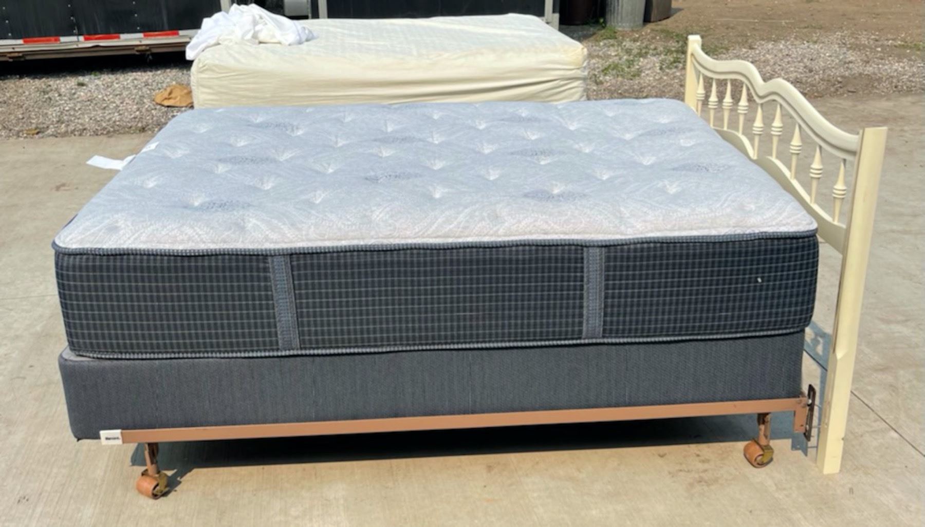 BEAUTYREST SILVER FULL MATTRESS, BOX SPRING, HEADBOARD, AND BED FRAME