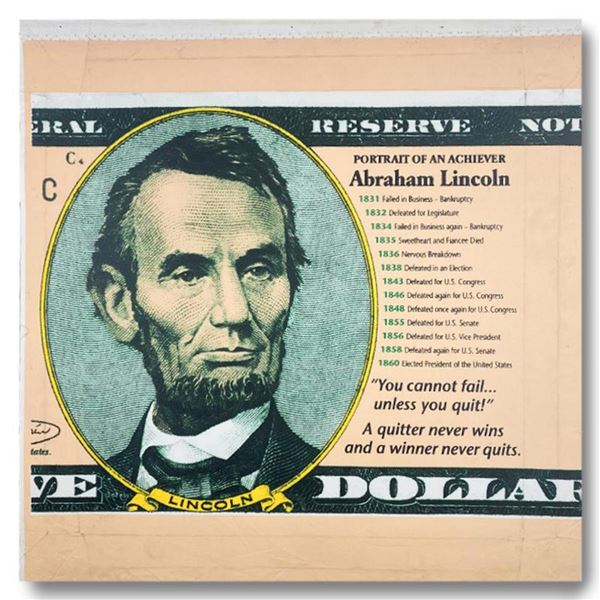 Steve Kaufman (1960-2010) "Abraham Lincoln, Portrait of an Achiever" Hand Signed and Numbered Limite