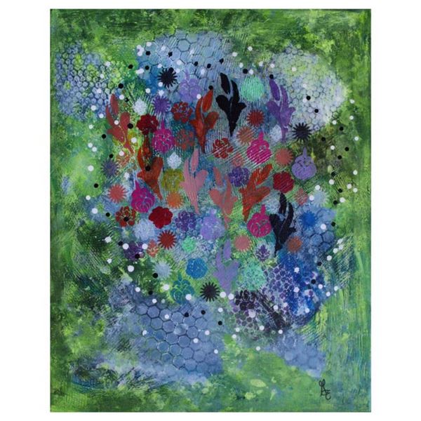 George Marlowe, "The Garden" Original Acrylic Painting on Canvas, Hand Signed with Letter of Authent