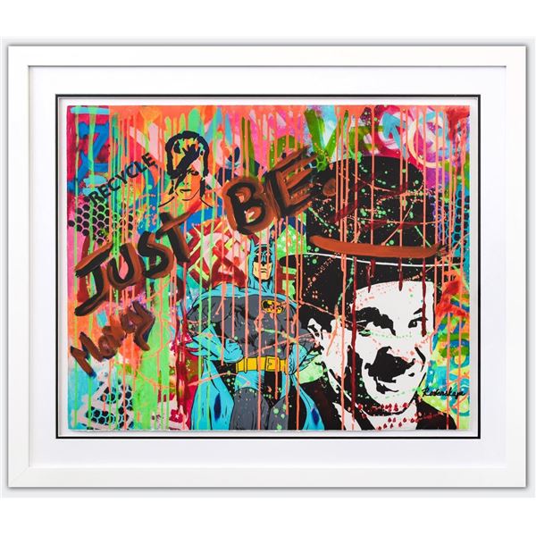 Nastya Rovenskaya- Original Mixed Media on Paper "Batman And Chaplin"