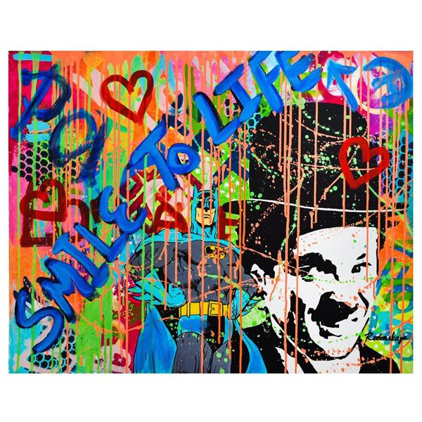 Nastya Rovenskaya- Mixed Media "Batman And Chaplin"