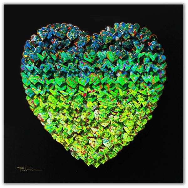 Patricia Govezensky- Original 3D Metal Art on Wood "Heart"