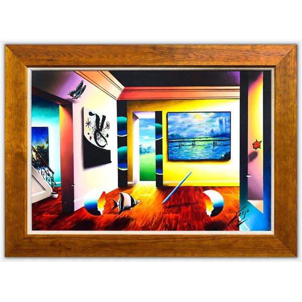 Ferjo- Original Oil on Canvas "Sun Over Bridge"