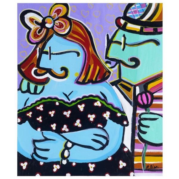 Rina Maimon, "Red Head" Hand Signed Original Acrylic Painting on Canvas with Certificate of Authenti