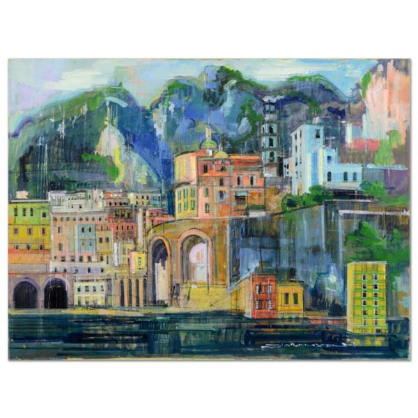 Alex Zwarenstein, "Colors of Atrani" Original Oil Painting on Canvas, Hand Signed with Certificate o