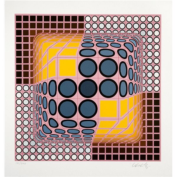 Victor Vasarely- Original Serigraph "Pink Composition"