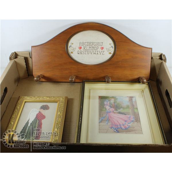 CROSS STITCH DECORATIVE LOT OF ITEMS