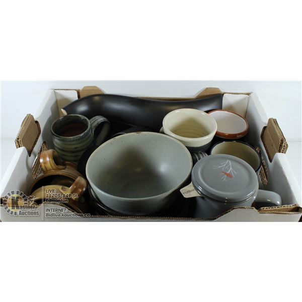 POTTERY ITEMS- ASSORTED BOX LOT OF 13
