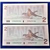 Image 1 : 7)  LOT OF 2 CANADIAN $2.00 BANKNOTES