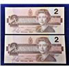 Image 2 : 7)  LOT OF 2 CANADIAN $2.00 BANKNOTES