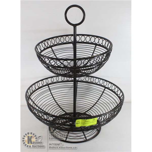 2-TIER BLACK METAL COUNTERTOP BOWL STAND