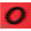 Image 1 : #211- NATURAL BLACK OBSIDANT BEAD BRACELETE 12 MM