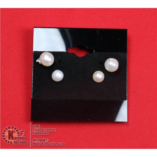 #101-FRESH WATER PEARL STUD EARRINGS 7.5mm-6.4mm