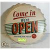 Image 1 : METAL "OPEN" BOTTLE CAP LARGE SIGN