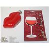 Image 1 : HOT LIPS DRINK FLASK & WINE CHARMS