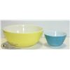 Image 1 : VTG BLUE & YELLOW PYREX MIXING BOWLS