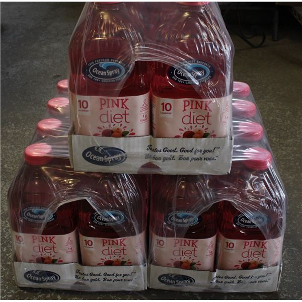 3 CASES OF PINK DIET CRANBERRY 100% JUICE