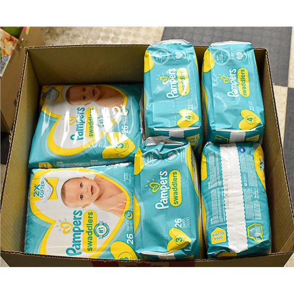 FLAT OF PAMPERS DIAPERS SIZE 3/4
