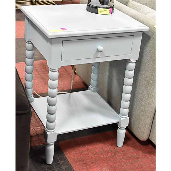 SHOWHOME LIGHT BLUE WOODEN SIDE TABLE WITH DRAWER