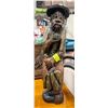 Image 1 : 22" HAND CARVED WOOD OLD MAN WITH PIPE