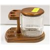 Image 1 : 1960'S WALNUT PIPE TOBBACO STAND GLASS WOOD