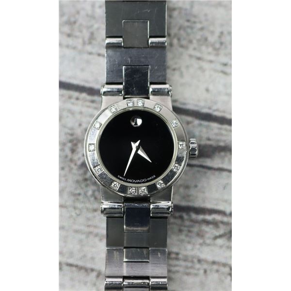 ESTATE MOVADO MUSEUM DIAL DIAMOND BEZEL WATCH