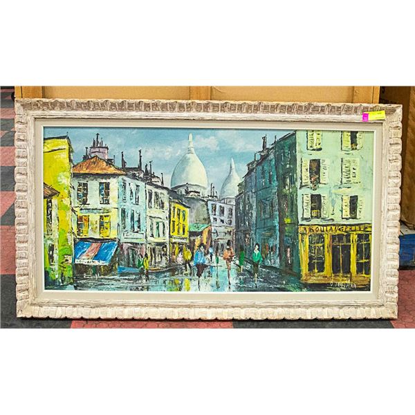 LARGE WOOD FRAMED OIL ON CANVAS BY O.JEGGODTIRA